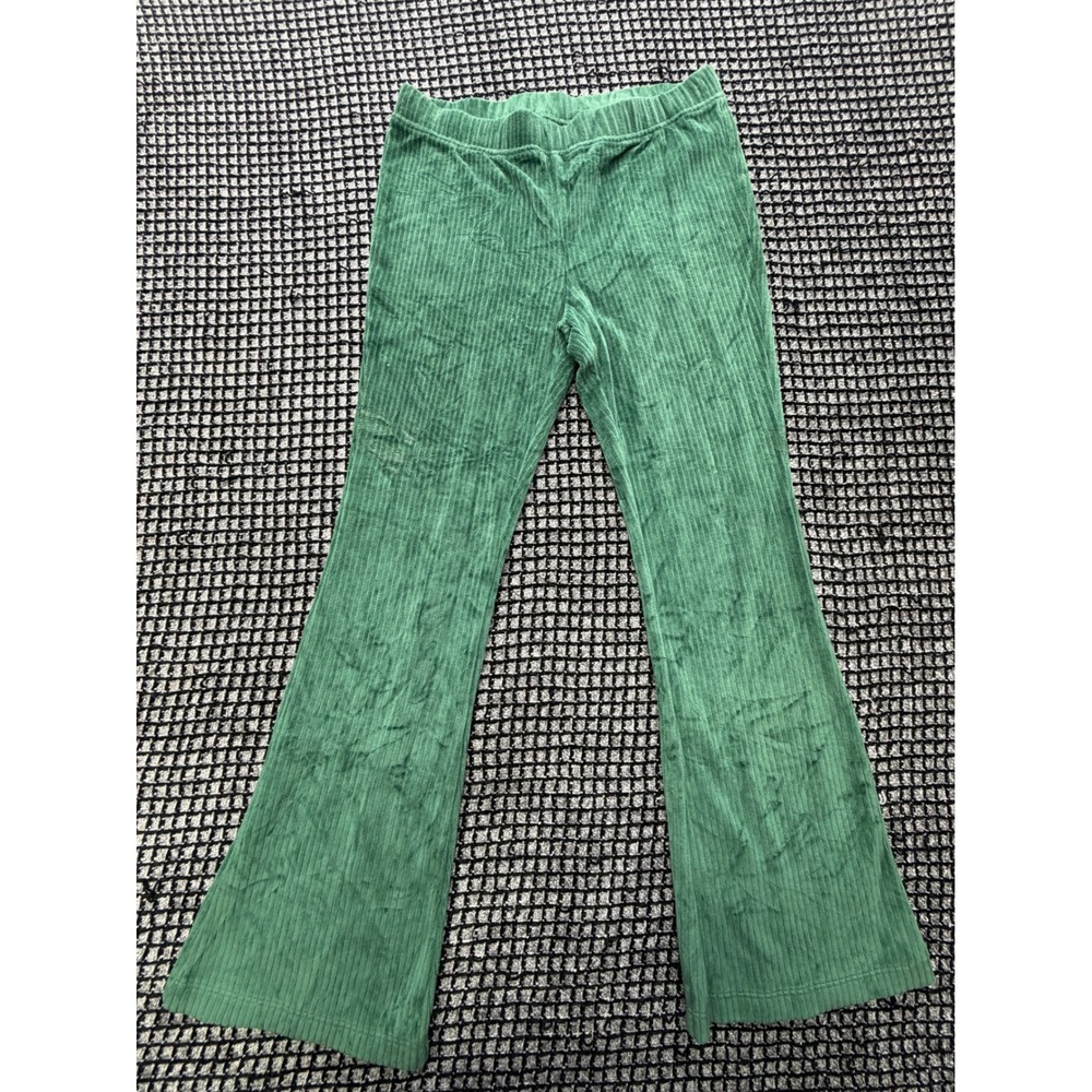 Cat & Jack Flare Pants Girls XL 14 Green Ribbed Knit Bell Bottoms